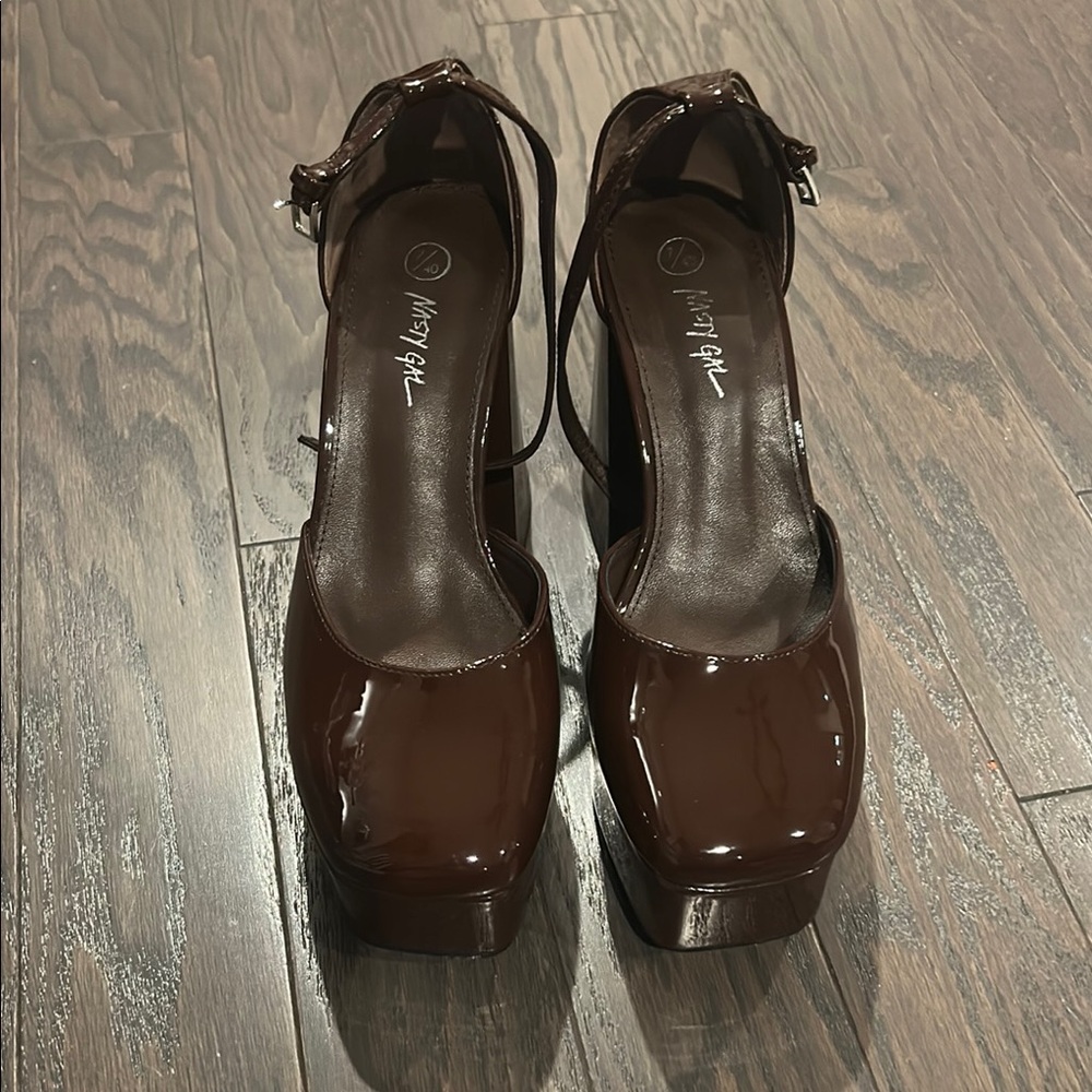 Nasty Gal Brown Platform Mary Jane Shoes